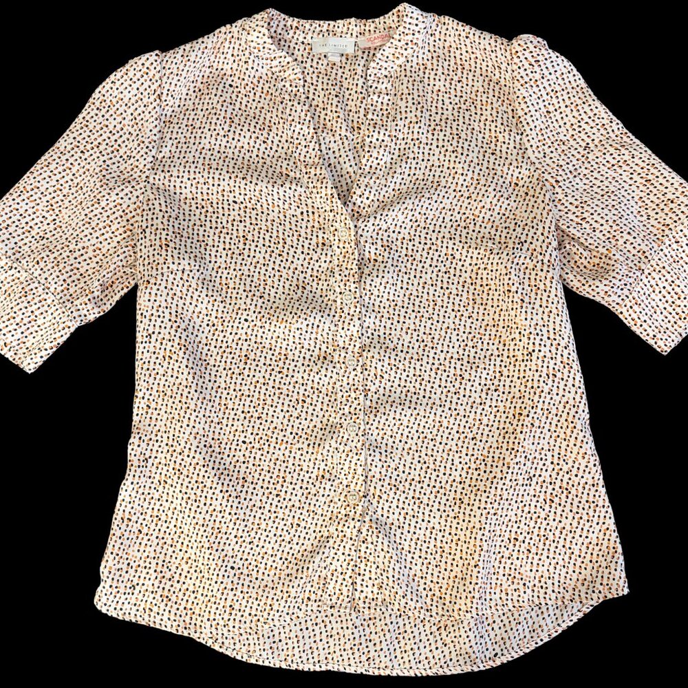 The Limited Abstract Print Blouse Ivory Black Orange Size M